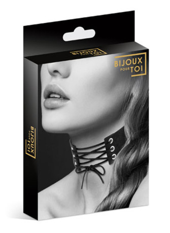 Collier en cuir noir SM avec lacet - CC6060020010